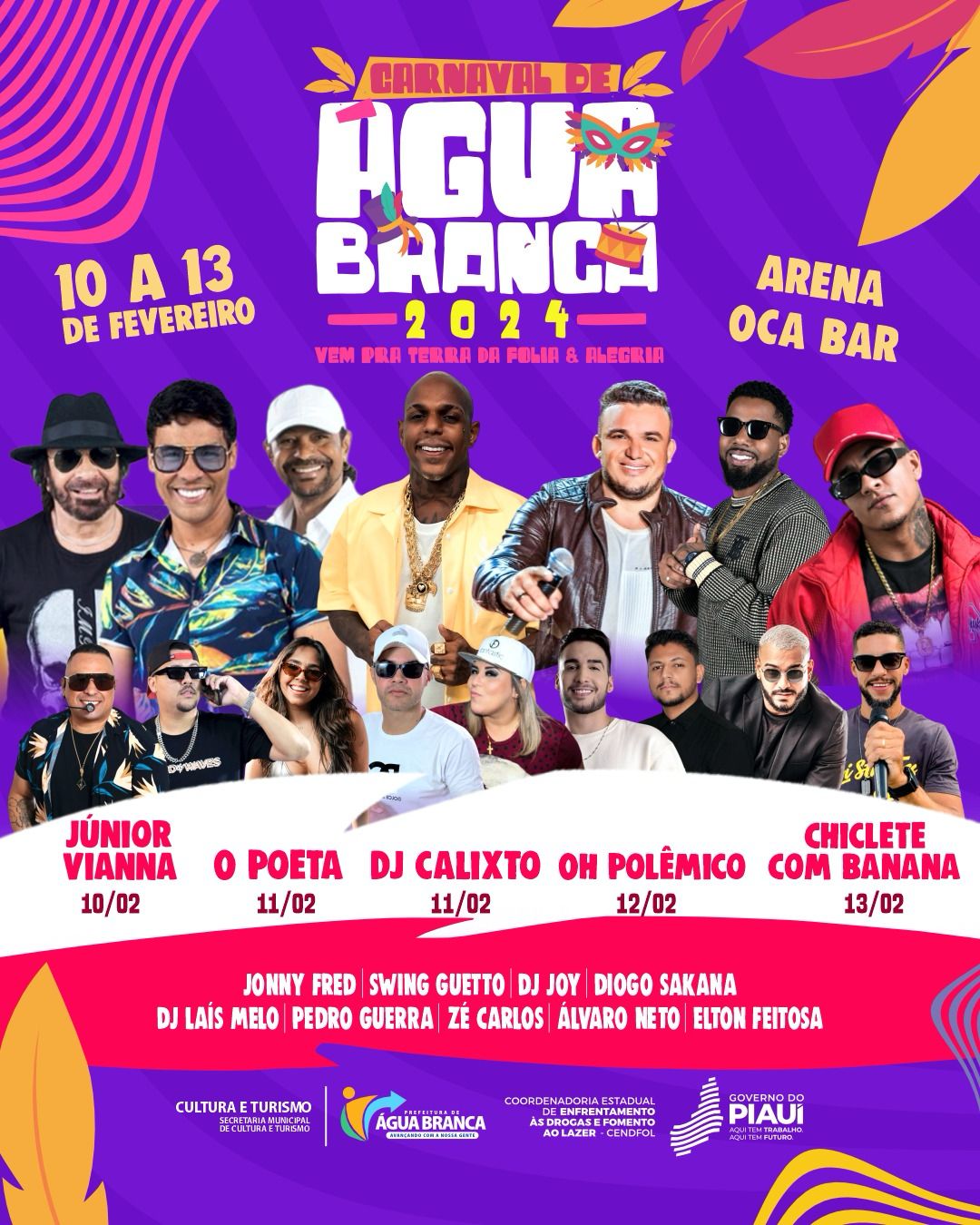 Prefeitura de Água Branca divulga programação completa do Carnaval 2024
